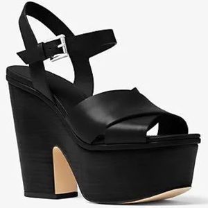 Michael Kors Divia Platform Wedge Black Size 8